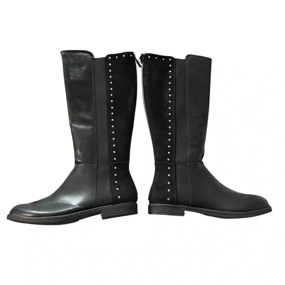 Madden Girl size 4 black tall boots with embellishments